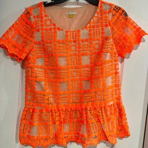 LEIFSDOTTIR Women’s geometric lace top orange size  2